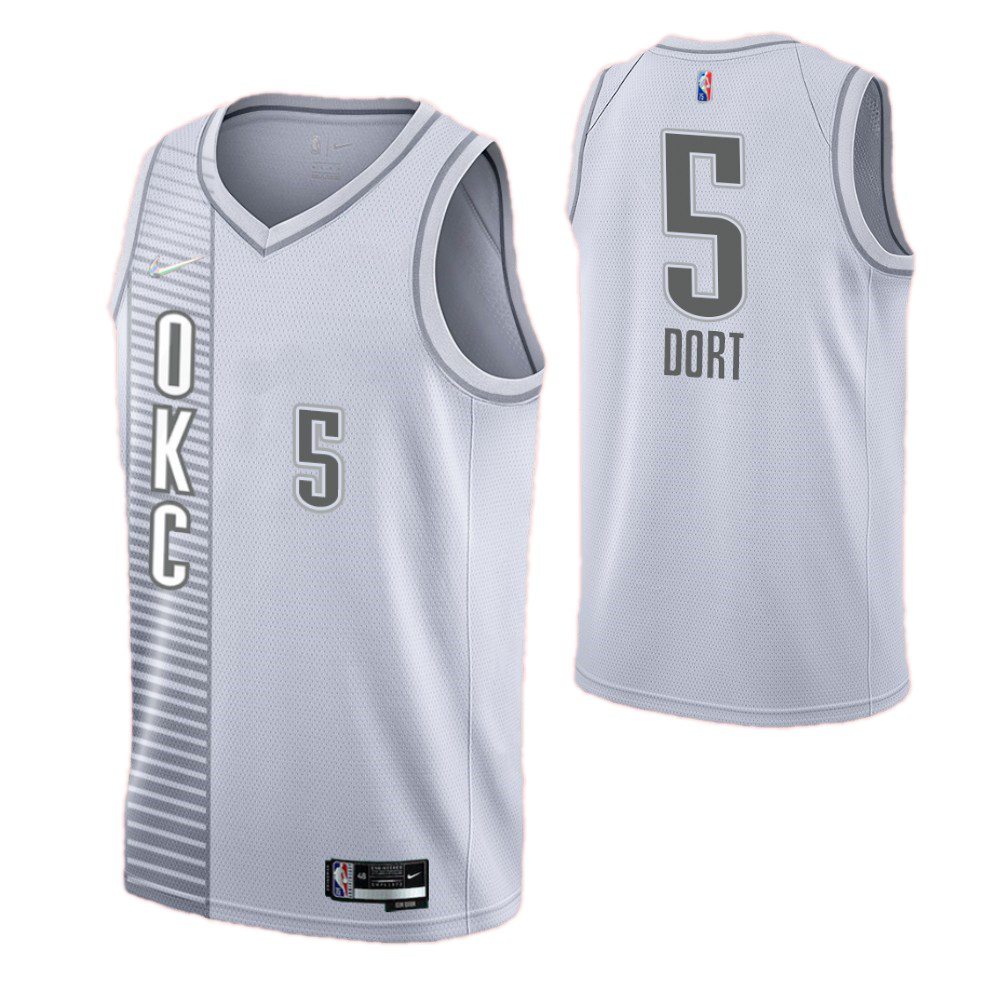 Men's Oklahoma City Thunder Luguentz Dort #5 White 2021/22 Swingman NBA Jersey - City Edition-Pro Kit Vault | Brand New 26/27 Sports Jerseys